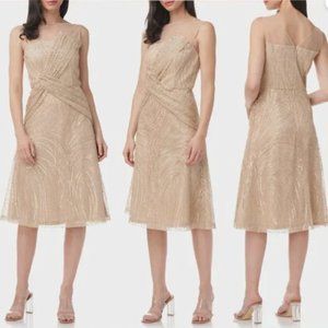 JS COLLECTIONS FAITH SEQUIN CHAMPAGNE GOLD DRESS sz 6